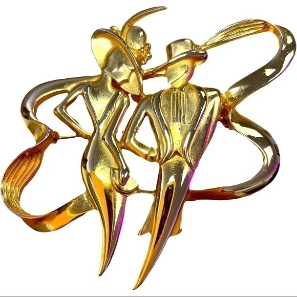 𝅺J.J. Brooch, Dressed up couple, vintage, 1980’s or 1990’s, Excellent condition - Picture 1 of 5